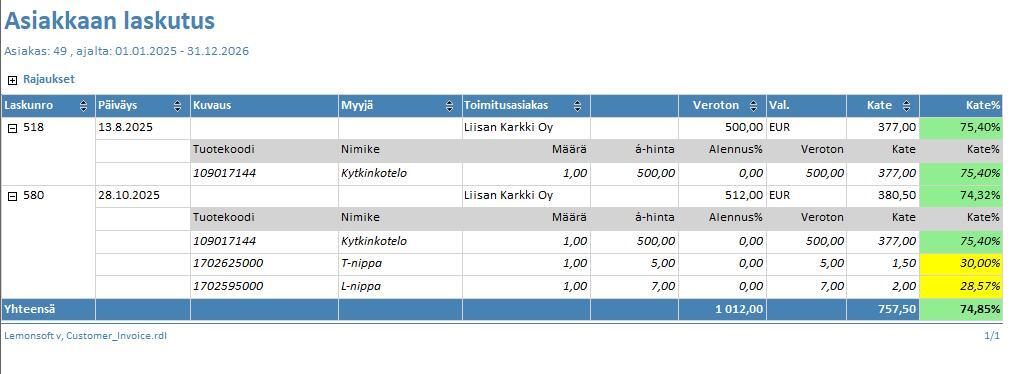 AsiakkaanLaskutusraportti